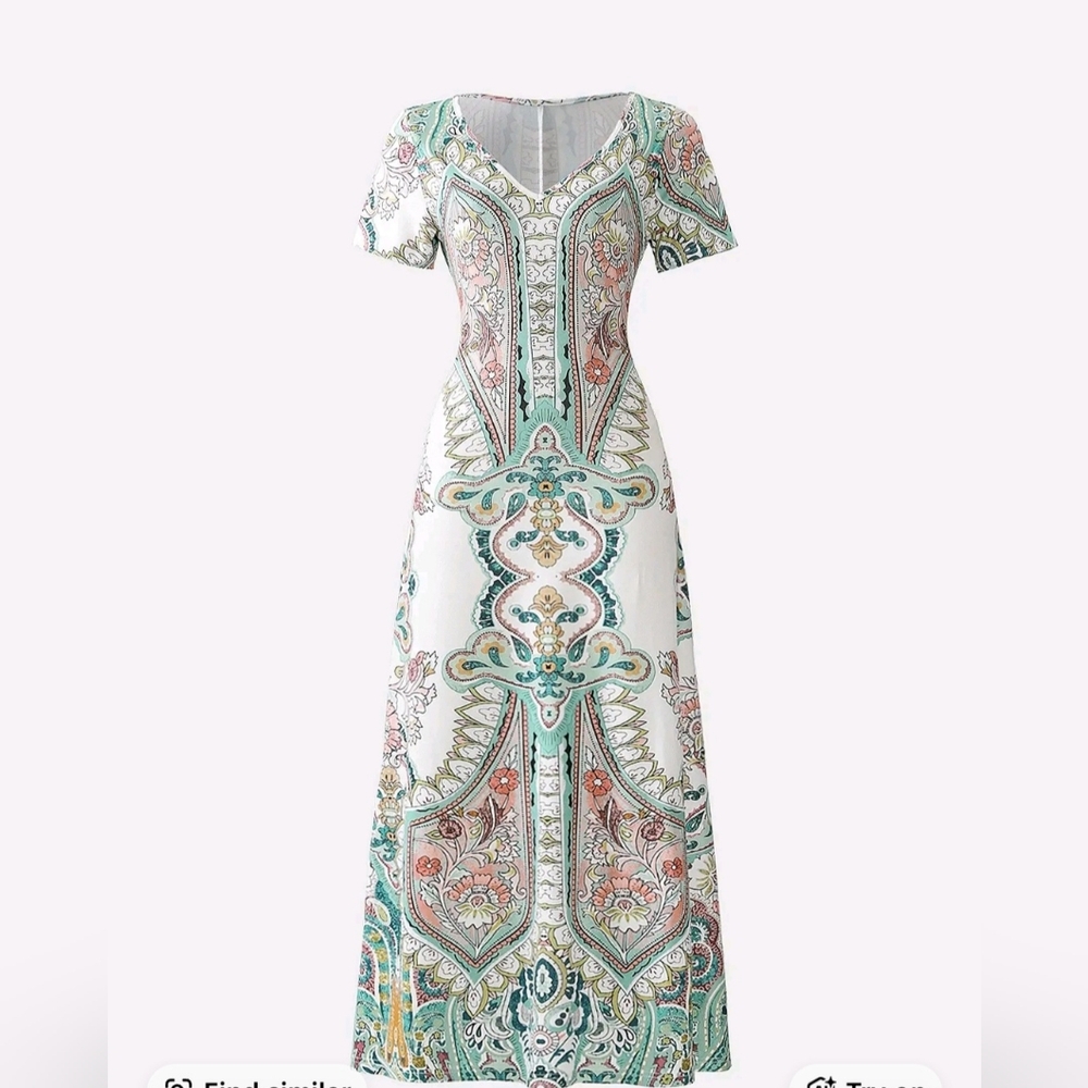 Elegant Paisley Print Maxi Dress - Picture 4 of 6